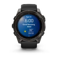 Garmin fenix 8 - 51 mm, AMOLED Sapphire, Karbon Gri DLC, Siyah/Gri Silikon Kayışlı 010-02905-21