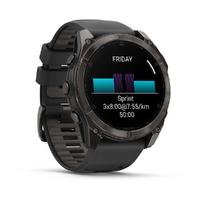 Garmin fenix 8 - 51 mm, AMOLED Sapphire, Karbon Gri DLC, Siyah/Gri Silikon Kayışlı 010-02905-21