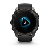 Garmin fenix 8 - 51 mm, AMOLED Sapphire, Karbon Gri DLC, Siyah/Gri Silikon Kayışlı 010-02905-21