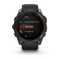 Garmin fenix 8 - 51 mm, AMOLED Sapphire, Karbon Gri DLC, Siyah/Gri Silikon Kayışlı 010-02905-21