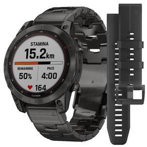 Garmin Fenix 7 Sapphire Solar Karbon Gri DLC Titanyum - Titanyum Kayış  010-02540-39